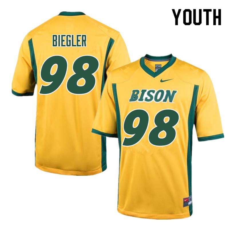 Youth #98 Matt Biegler North Dakota State Bison College Football Jerseys Sale-Yellow - Click Image to Close